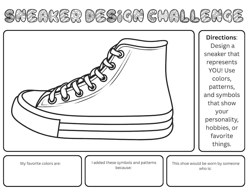 Design Your Own Sneaker Worksheet Bundle – Kids Fashion Coloring Pages ...