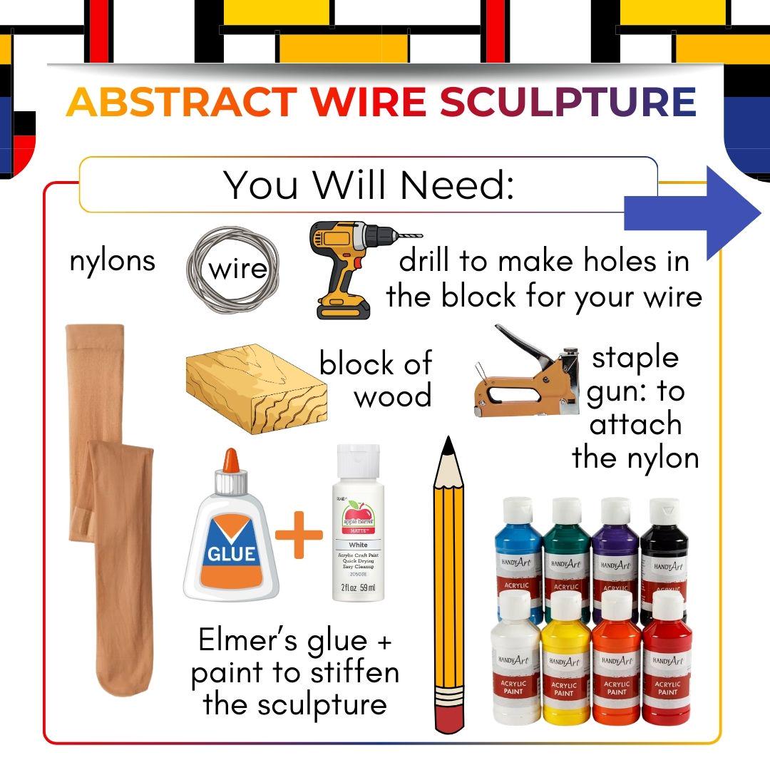 Wire Activity Abstract Wire Sculpture Worksheet | Step-by-step Sculpture Guide | Art ...