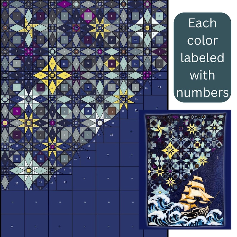 Storm at Sea Quilt Pattern PDF | FPP + Appliqué Ship and Waves ...