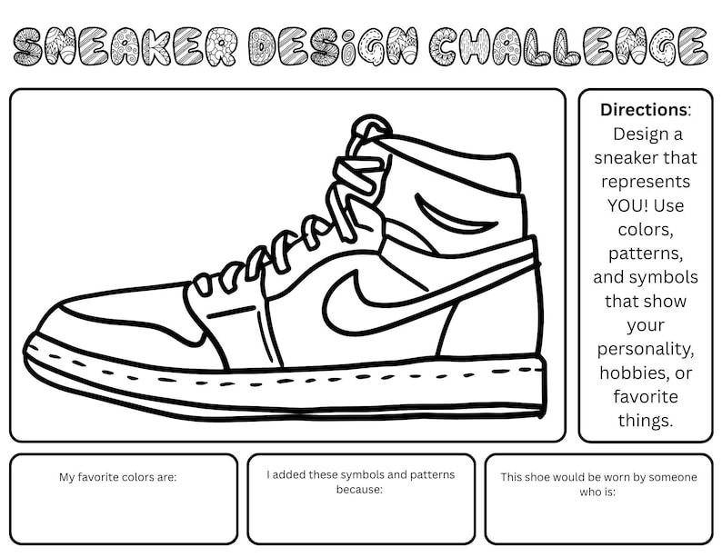 Design Your Own Sneaker Worksheet Bundle – Kids Fashion Coloring Pages ...