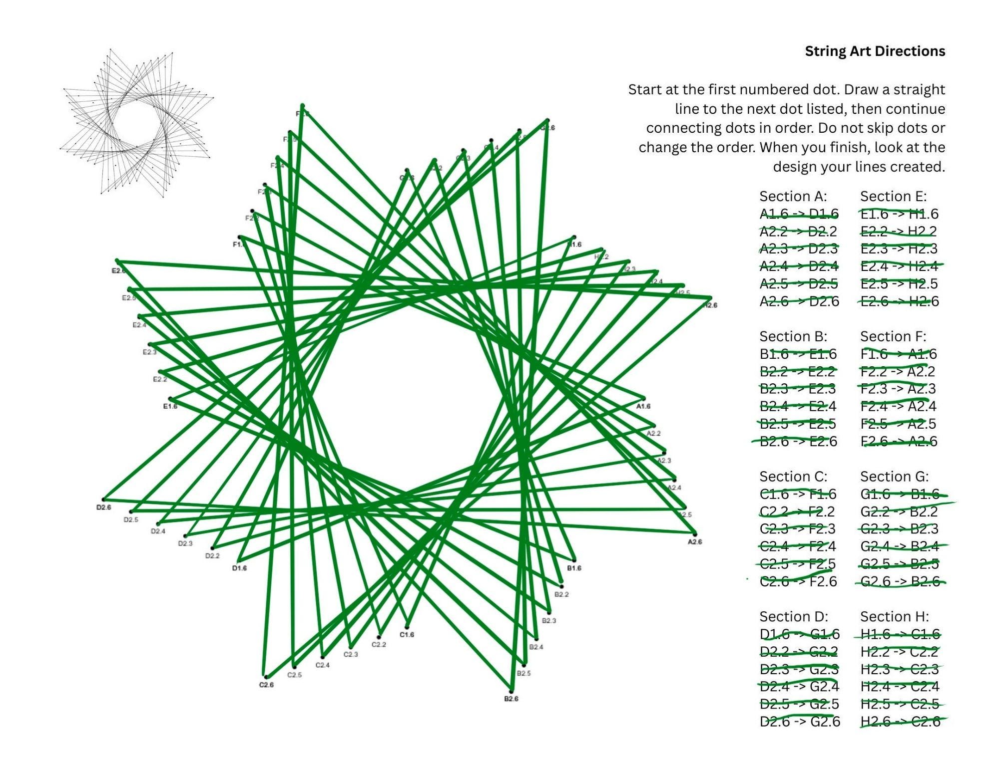 String Art Worksheet Bundle | Curve Stitching Templates | 8 Equal ...