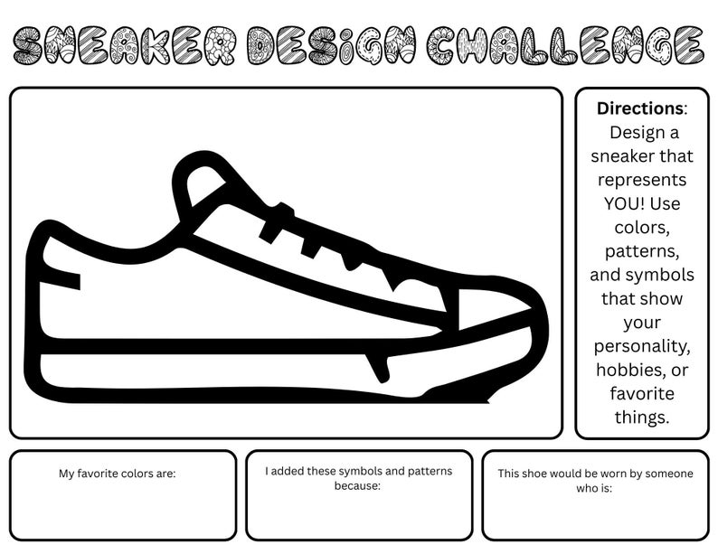 Design Your Own Sneaker Worksheet Bundle – Kids Fashion Coloring Pages ...