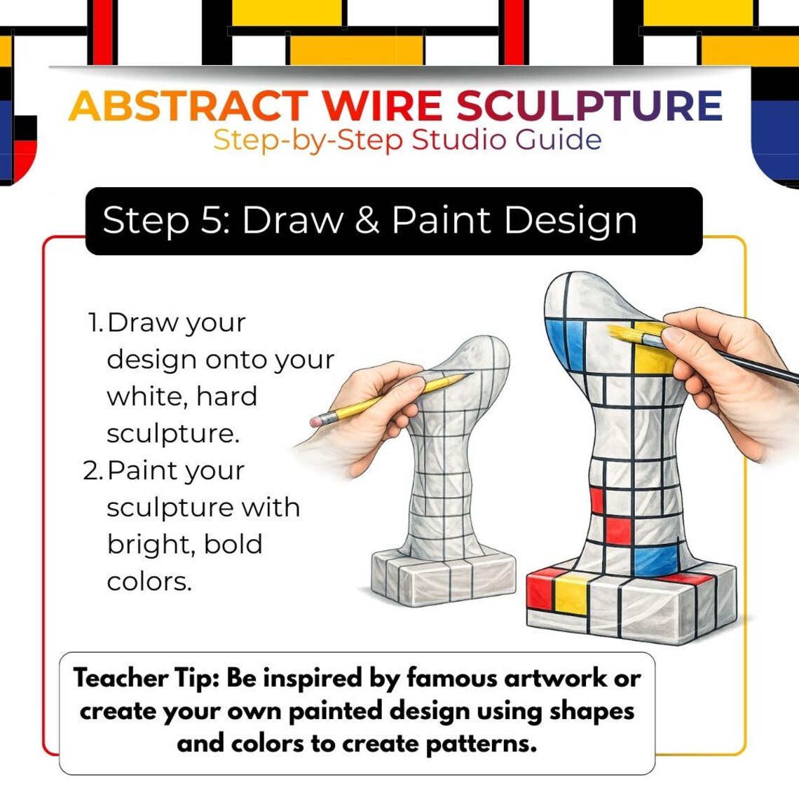 Wire Activity Abstract Wire Sculpture Worksheet | Step-by-step Sculpture Guide | Art ...