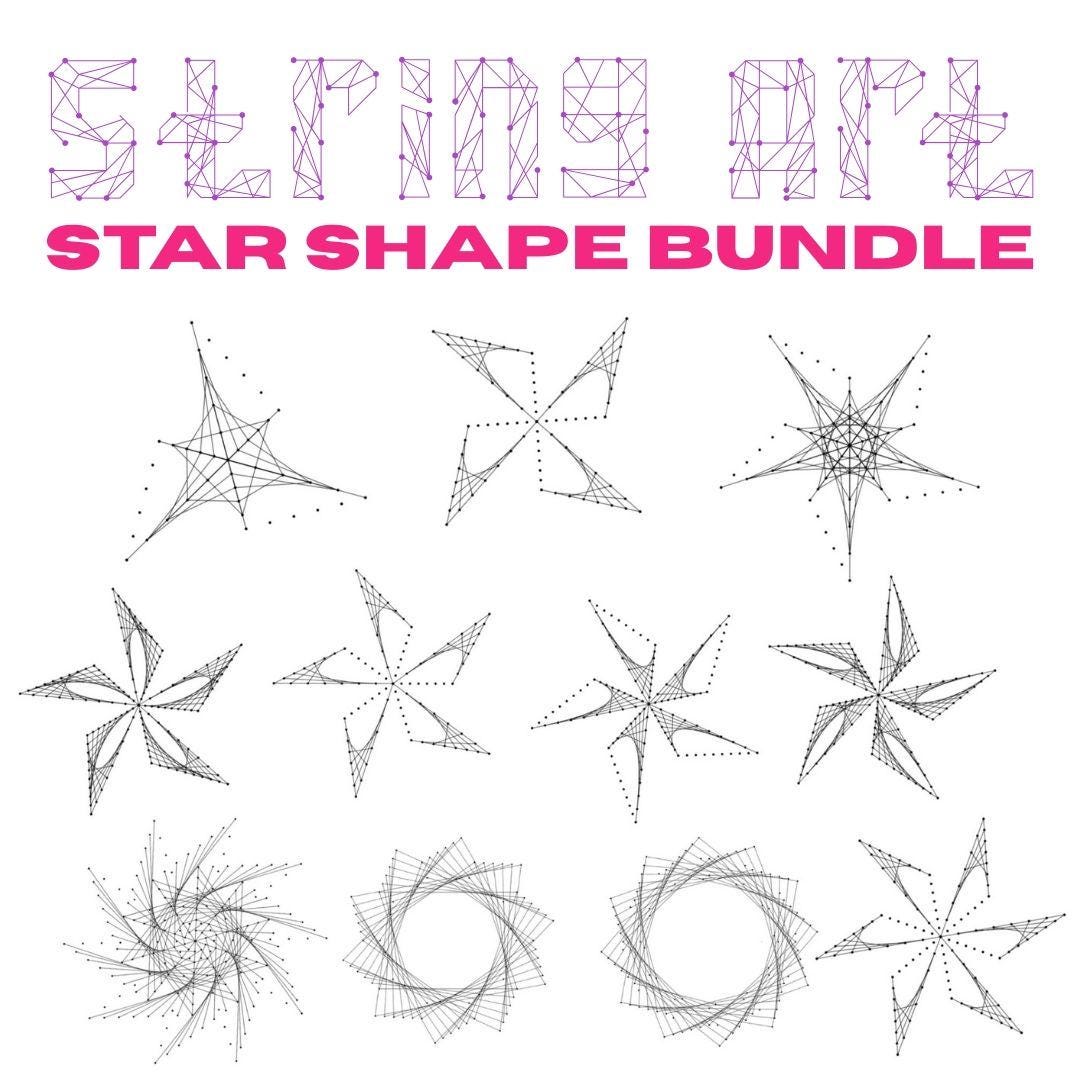 String Art Star Templates | Curve Stitching Designs (PDF Pattern Bundle ...