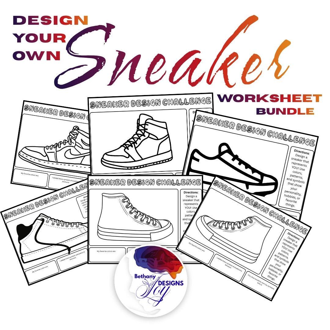 Design Your Own Sneaker Worksheet Bundle – Kids Fashion Coloring Pages ...