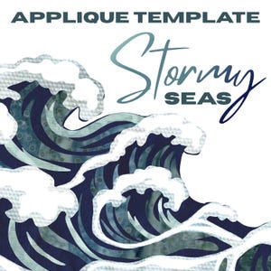 Ocean Waves Appliqué Quilt Pattern PDF | Nautical Quilt Block | Layered Wave Design | Fusible Appliqué Template | Instant Download