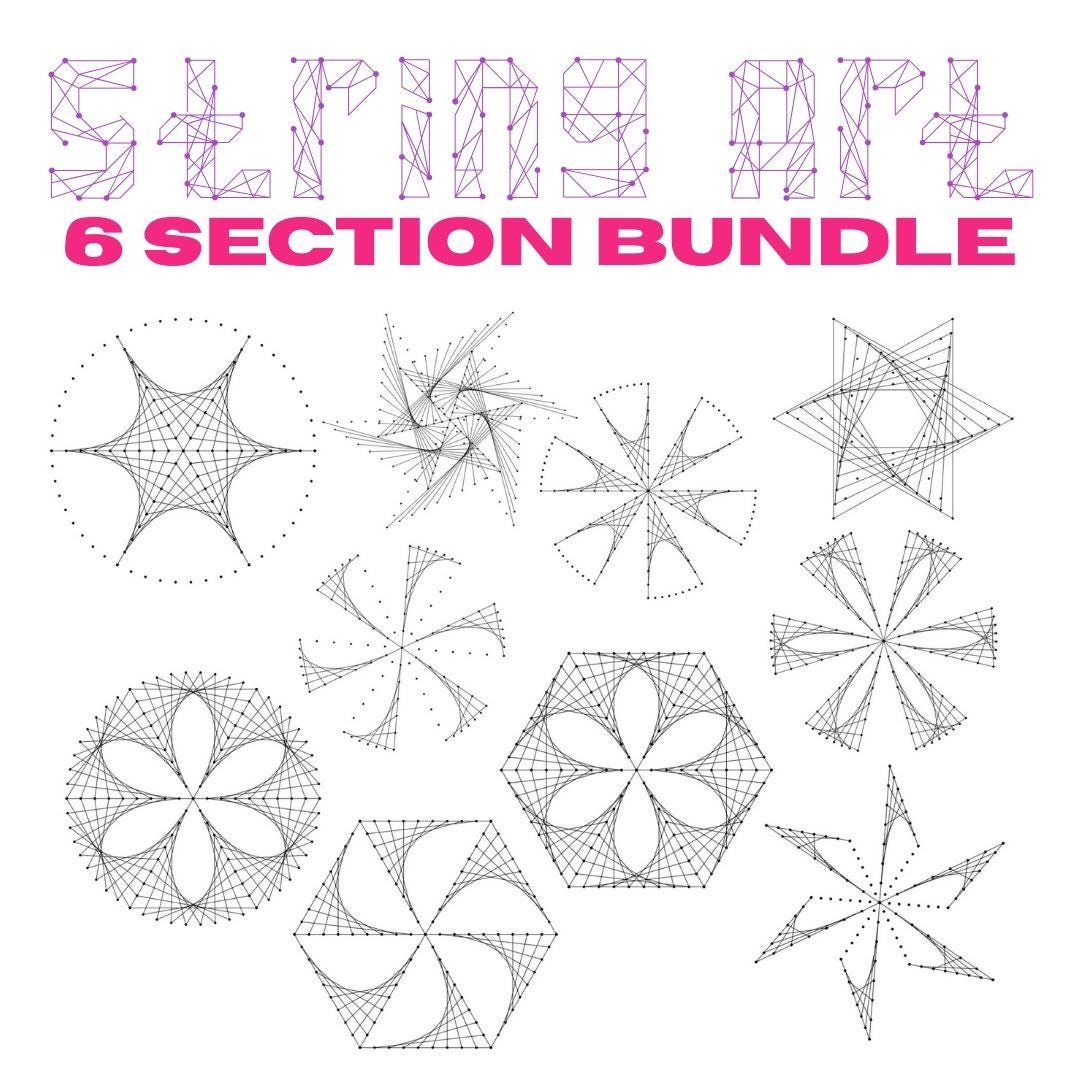 String Art Worksheet Bundle | Curve Stitching, Math Art | 6 Equal ...