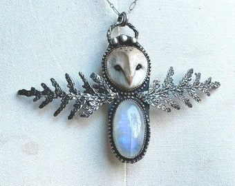 Owl Night pendant Necklace// owl necklace// owl pendant// owl wings
