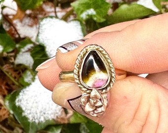 Watermelon Tourmaline 14k gold filled ring.