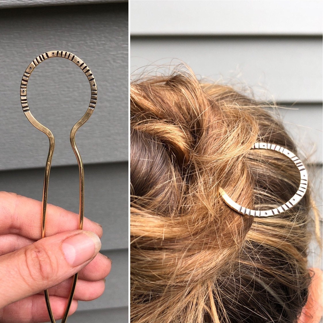 SYKIA Moon Plate Hair Fork （GOLD） Brass Tribal Hair Fork // Gold Hair Fork // Hair Pin // Hair
