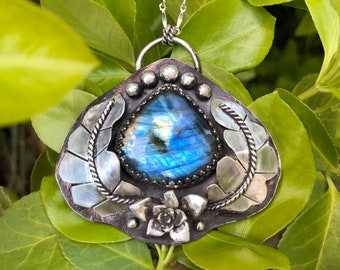 Statement Succulent Labradorite pendant