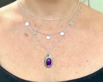 Amethyst Layered Necklace // sterling silver layered necklaces