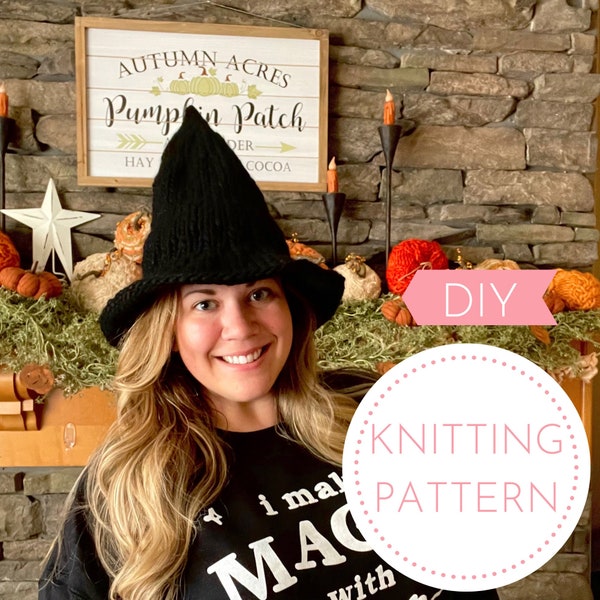 Witch Please Hat Pattern, Witch Knitting Pattern, (Not a Finished Hat), Super Bulky Witch, Halloween Knitting Pattern, Witch Hat Pattern