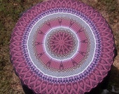 Crochet doily 35 quot -Round tablecloth-Crochet tablecloth-Home decor-Burgundy crochet tablecloth-Handmade-Multicolored doily