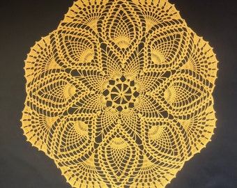 Yellow crochet doily-23,6 inches-crochet doilies - Home decor - Large crochet doily - Handmade tablecloth-yellow tableclorh