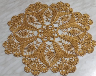 Gold crochet doily - crochet doilies - Home decor - Cocoa crochet doily - Handmade tablecloth