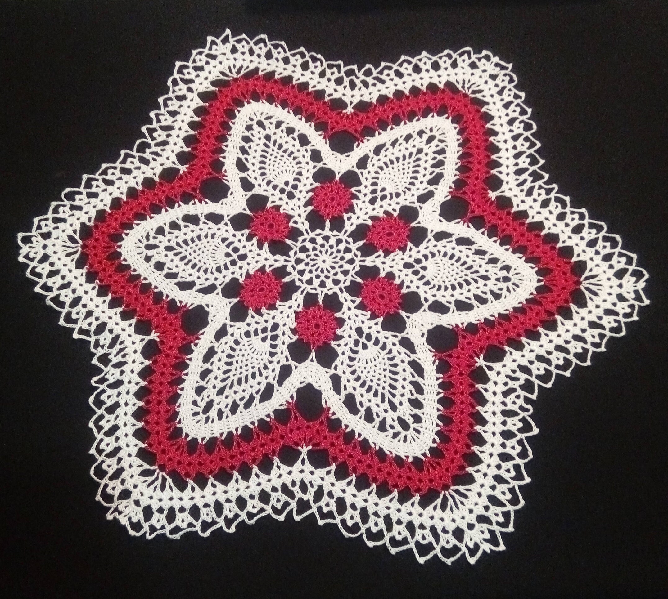21.6 in Christmas doily-Crochet doily-Home decor-White-Pink crochet doilies-Handmade tablecloth-christmas gift- red doily-christmas handmade