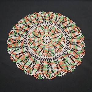 Crochet melange doily-orange milk green crochet doilies-Home decor-Salad crochet doily-Handmade tablecloth