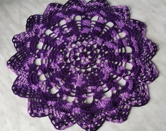 Large purple doily 15.7 inches-crochet doilies-dark purple doily-violet doily-Melange doilies-Handmade tablecloth-napkin