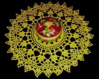 Crochet doily - crochet doilies - Home decor - Yellow crochet doily - Handmade tablecloth