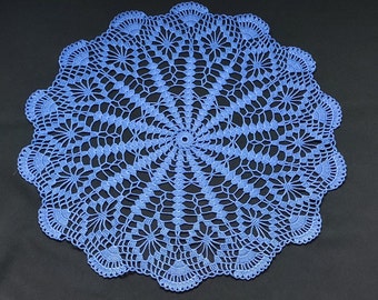 Häkeldecke 23 Zoll-Gehäkelte Doilies-dunkelblaue Häkeldecke-Wohndeko-Weiße Häkeldecke-Handgemachte Tischdecke