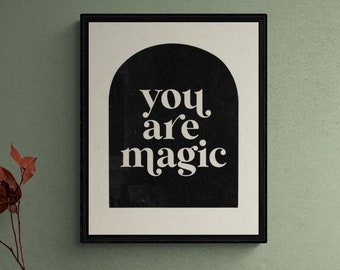 You Are Magic Retro Wall Art | Retro Decor Wall Prints | Retro Printable Art | Celestial Bedroom Decor