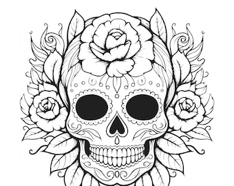 Printable Sugar Skull Coloring pages (100 Pages!)