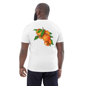 Unisex organic cotton t-shirt | Peaches print top | Multiple colour options | Eco friendly clothing