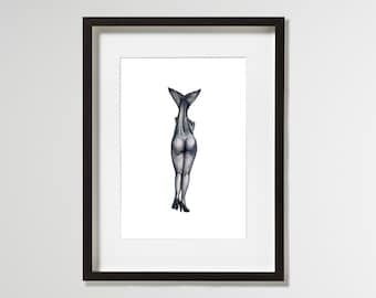 A4 / A3 Fine Art Print ‘Tail to Tail’ (mermaid series) – Limited Edition of 10 - contemporary surrealist portrait