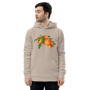 Unisex essential eco hoodie | Peaches print sweatshirt | Pink or beige | Eco friendly clothing