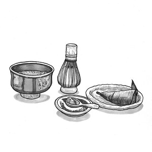 Original artwork - pen and ink drawing - &#39;Matcha Tea&#39;