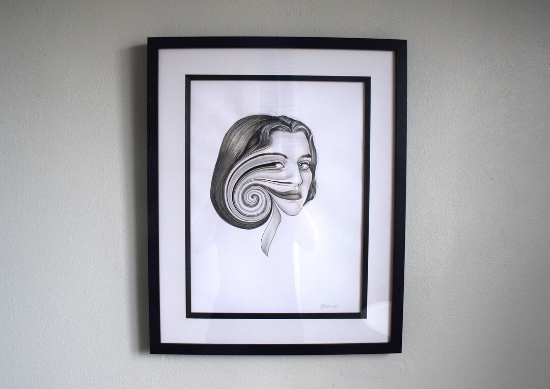 Original Artwork cycle Ink Painting Contemporary Portrait - Etsy