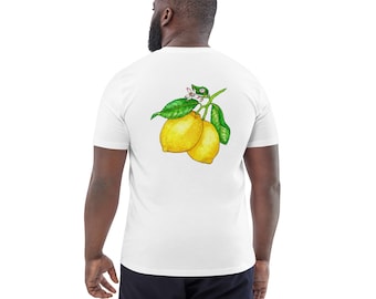 Unisex organic cotton t-shirt | Lemon print top | Multiple colour options | Eco friendly clothing