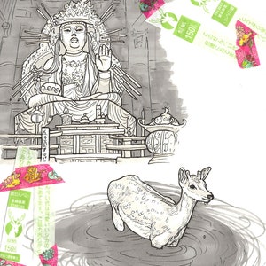 Original artwork - pen and ink drawing - &#39;Nara&#39;, Japan