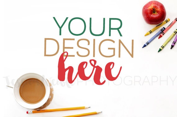 Apple Crayons With Coffee Styled Desktop Styled Stock Apple Crayons With Coffee Styled Desktop Styled Stock