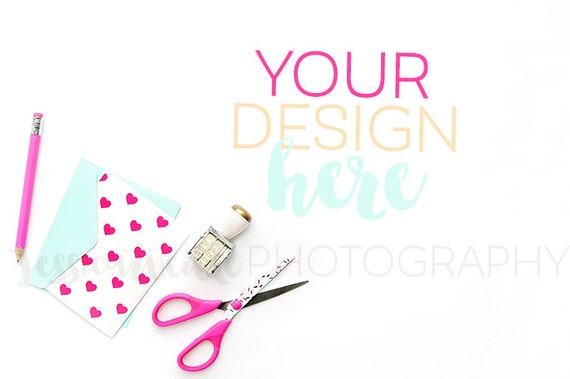 Download Designer Scissors Pink Heart Card Styled Desktop Styled Stock Photography Styled Mockup Product Background Photo Feminine
