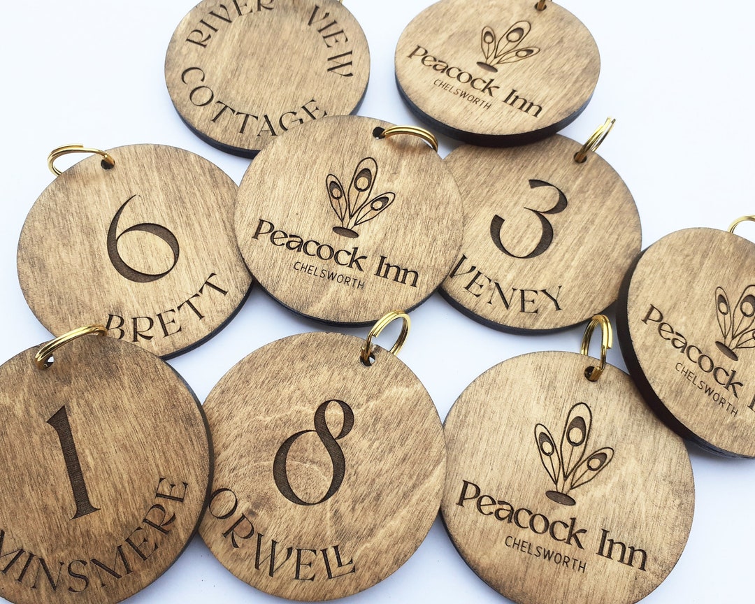 Branded Wooden Key Rings and Hotel Room Key Fobs. Sold in Packs of 5 ...