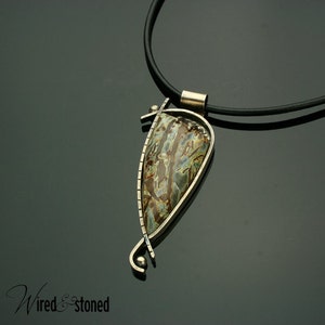 Stick Agate, Sterling Silver Necklace, Silver Pendant, Handmade, Artisan Jewelry, Statement Piece, Handmade, Modern, Oxidized