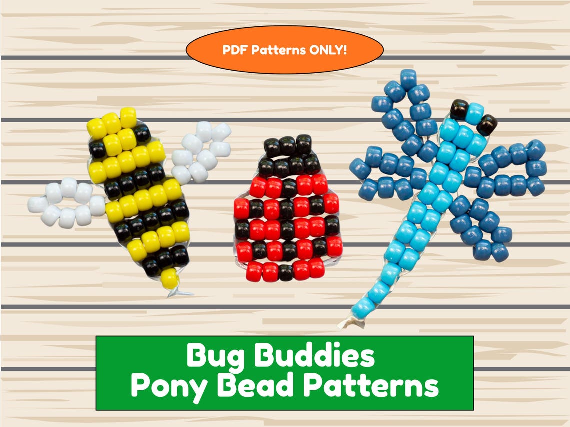 Pony Bead Bug Patterns, Dragonfly, Ladybug, Bee Crafts (PDF Download ...