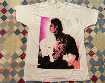 Vintage 80s Duran Duran London White T-shirt / 1980s New Wave Band Single Stitch Tour Shirt / XXXL