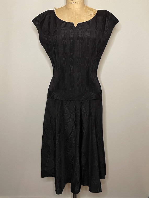 1940s Medium Solid Black Moire Wool Pin Up Rockab… - image 2