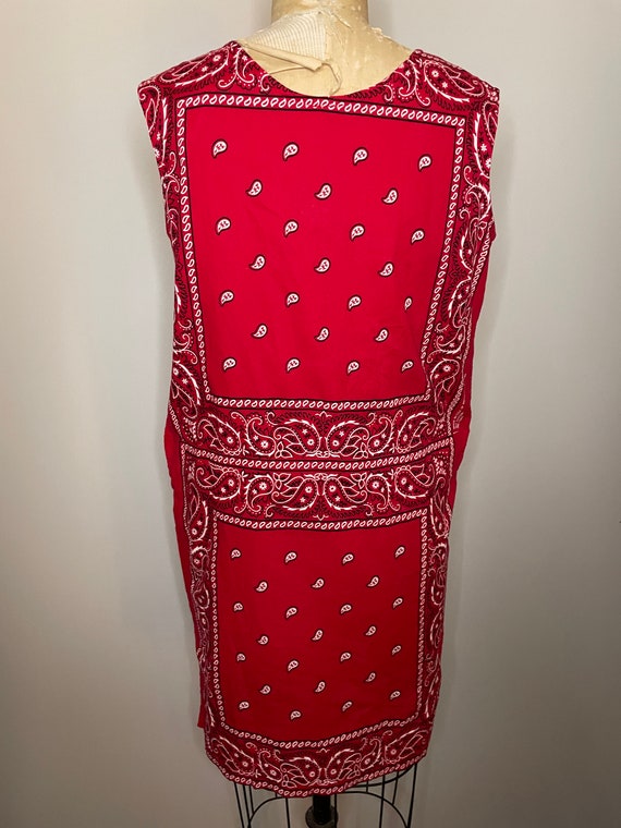 60s Red Bandana Bohemian Hippie Sleeveless Dress … - image 3