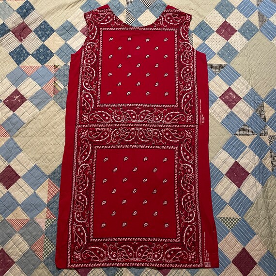 60s Red Bandana Bohemian Hippie Sleeveless Dress … - image 8