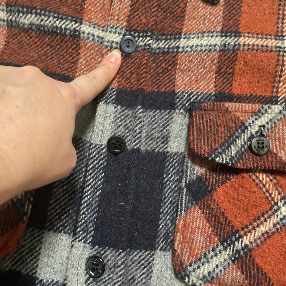 Vintage 70s Le Chevron XL Mens Plaid Wool Flannel… - image 5