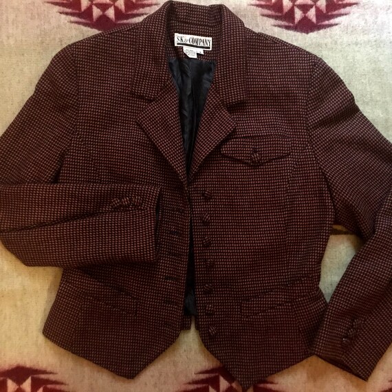 Vintage 90s does 40s Wool Houndstooth Blazer Cropp