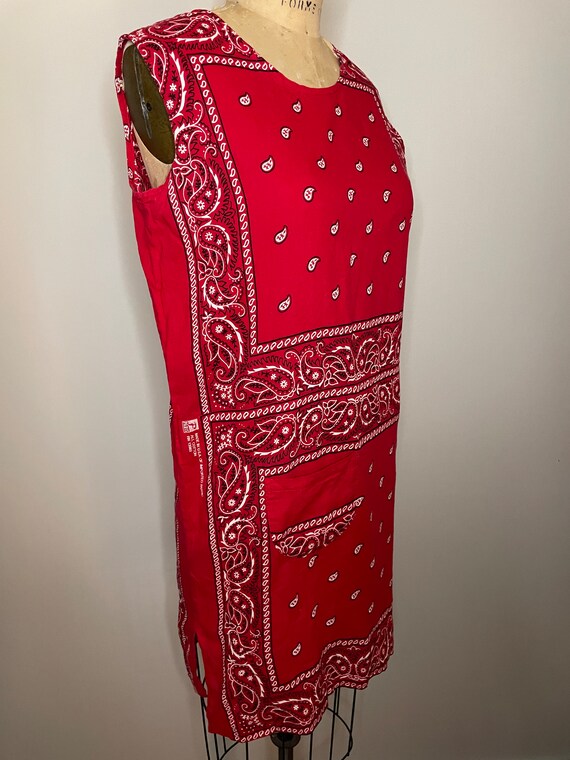 60s Red Bandana Bohemian Hippie Sleeveless Dress … - image 2