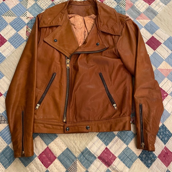 70s Vintage Brown Leather Riders Jacket