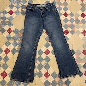 Vintage Y2K Mudd Bellbottom Jeans: Dark Wash Low Rise, Size 7