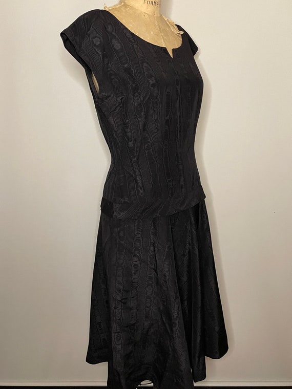 1940s Medium Solid Black Moire Wool Pin Up Rockab… - image 6