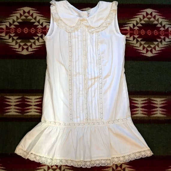 Vintage 80s Does Edwardian Lace Dress Nightgown Wh